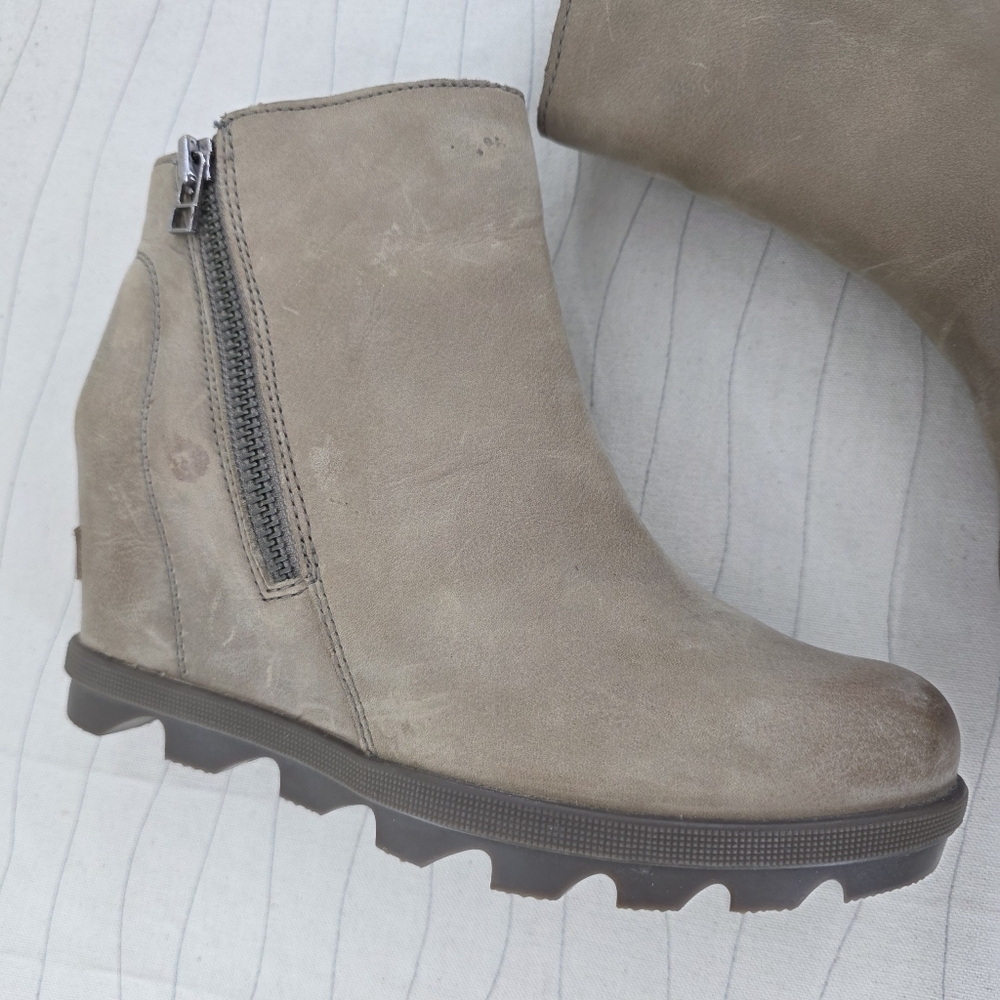 Sorel Womens Joan of Arctic Tan Leather Wedge Ankle Booties Shoe NL3365-240 Sz 7 - Picture 14 of 16